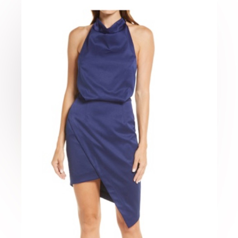 Elegant Navy Halter Dress